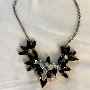 J Crew chunky necklace in black, diamond and gold
